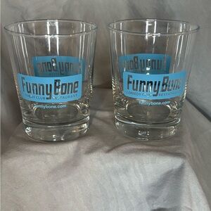 Funnybone Comedy Club Clear Highball Glass Set with Blue Logo